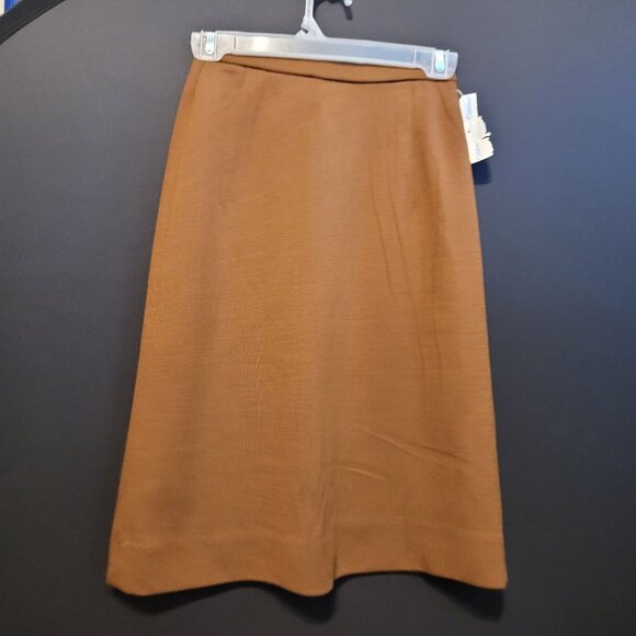 Vintage Catalina Wool Doubleknit A Line Skirt Brown Pull On Tag Size 9 10 - Picture 4 of 6